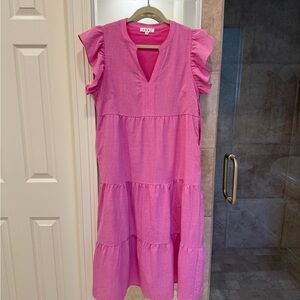 THML Pink Tiered Ruffled Sundress
